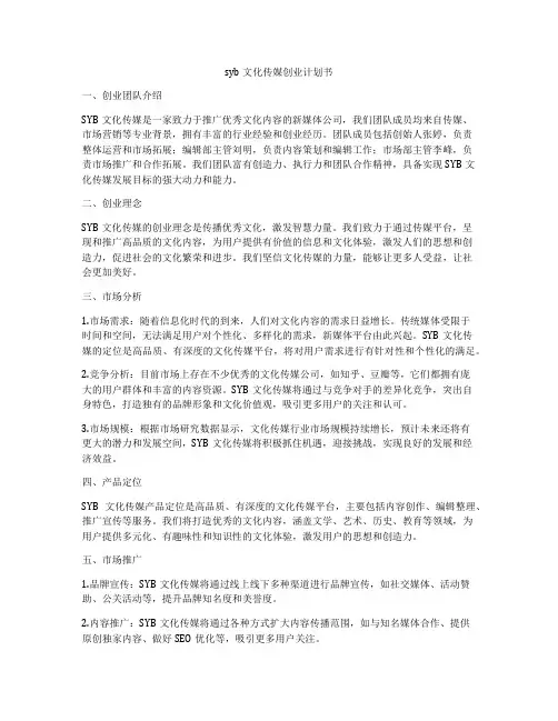 syb文化传媒创业计划书
