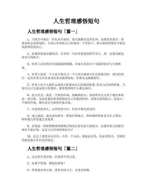 人生哲理感悟短句
