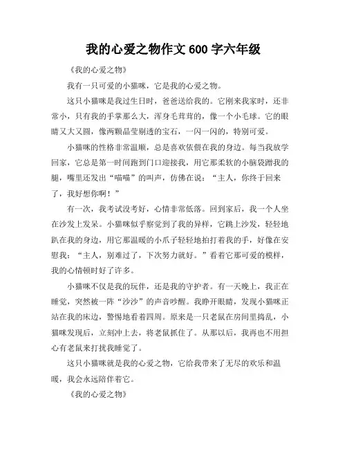 我的心爱之物作文600字六年级