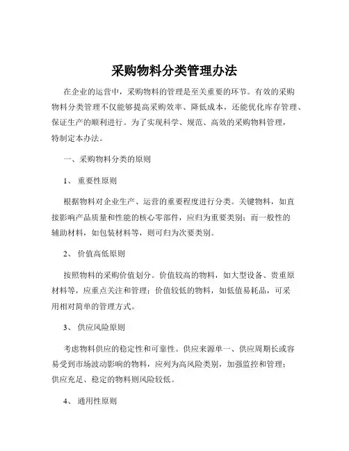 采购物料分类管理办法