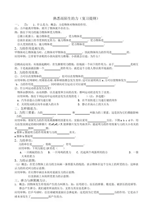 熟悉而陌生的力-复习提纲