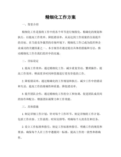 精细化工作方案