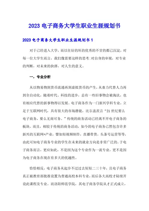 【word版】2023电子商务大学生职业生涯规划书