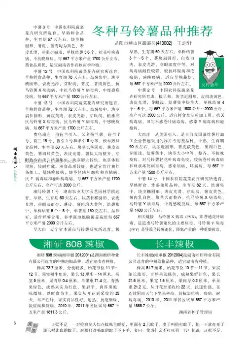 冬种马铃薯品种推荐