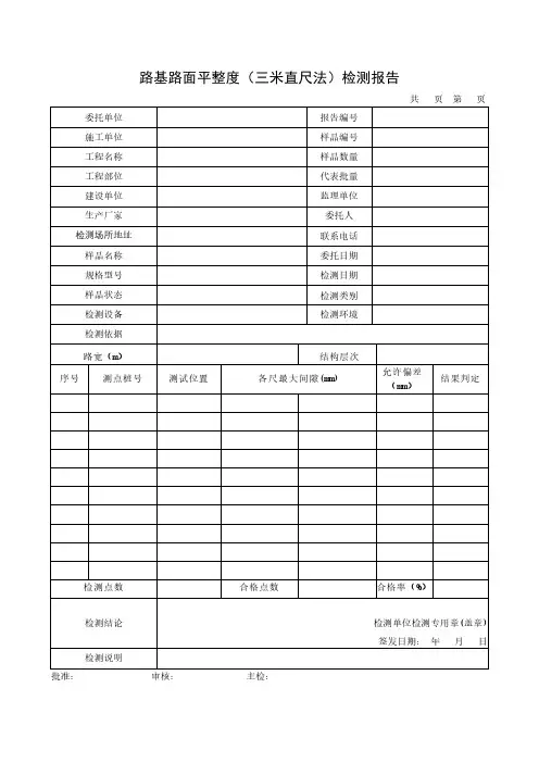 路基路面平整度(三米直尺法)检测报告