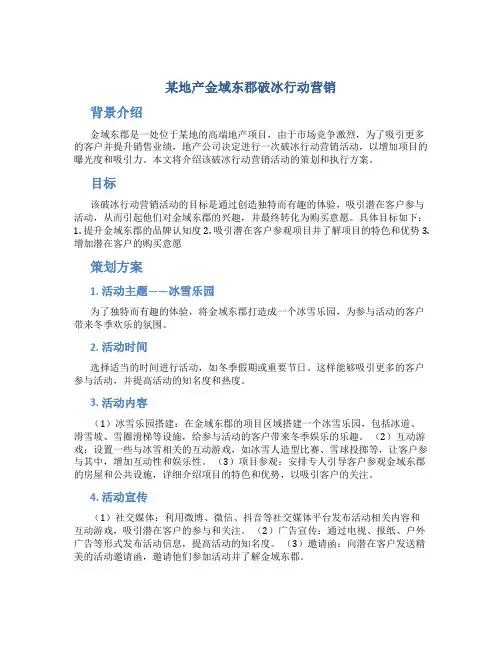 某地产金域东郡破冰行动营销