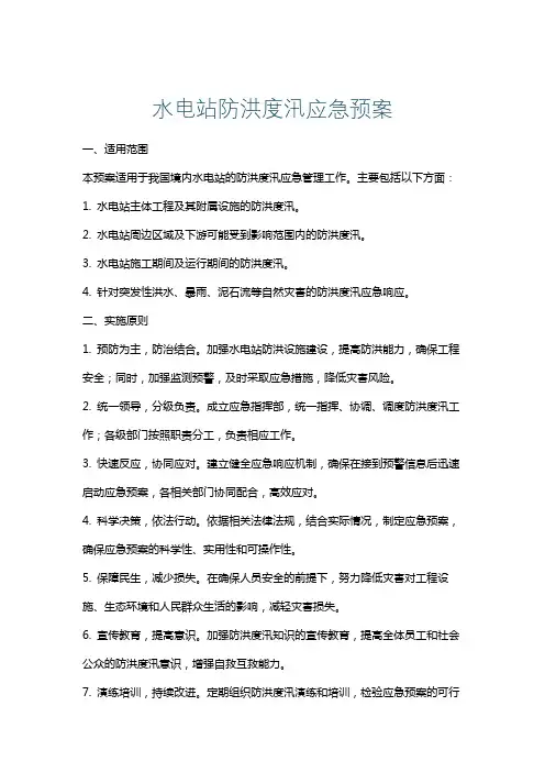 水电站防洪度汛应急预案