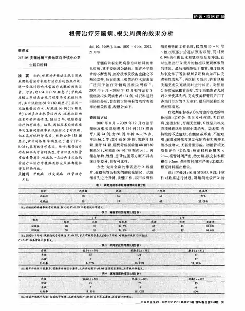 根管治疗牙髓病、根尖周病的效果分析