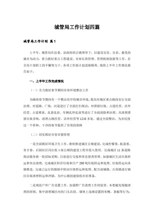 城管局工作计划四篇