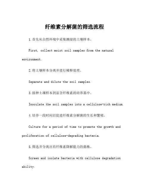 纤维素分解菌的筛选流程