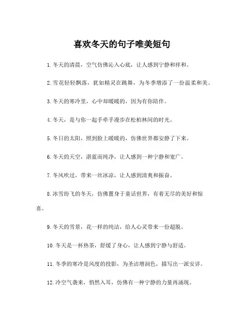 喜欢冬天的句子唯美短句