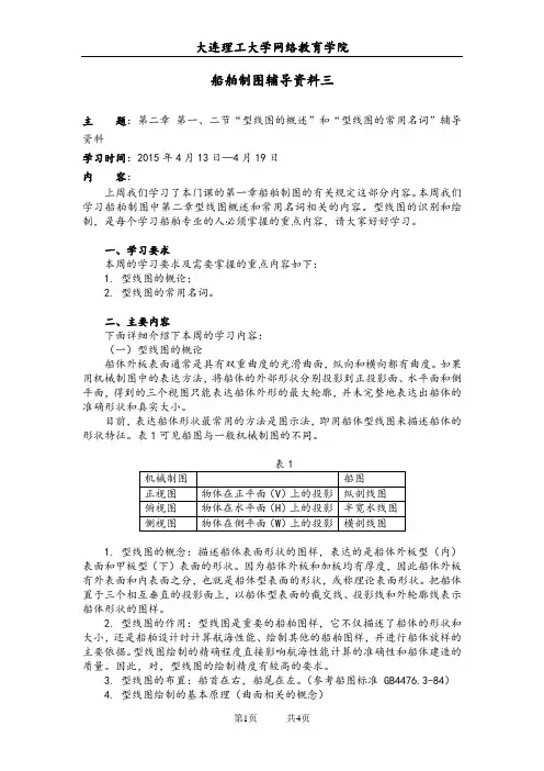 大工15春《船舶制图》辅导资料三