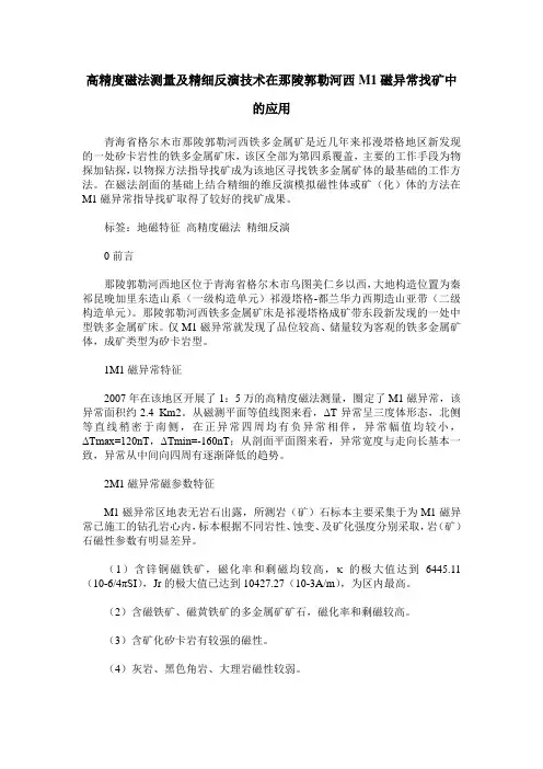 高精度磁法测量及精细反演技术在那陵郭勒河西M1磁异常找矿中的应用