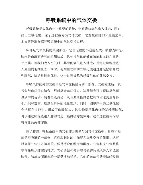 呼吸系统中的气体交换
