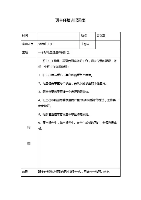 班主任培训记录表