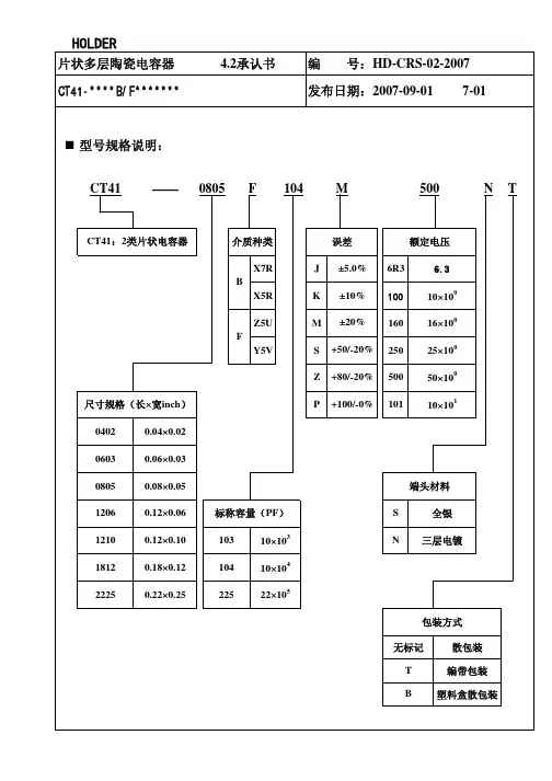 2类片状电容X7R.Y5V