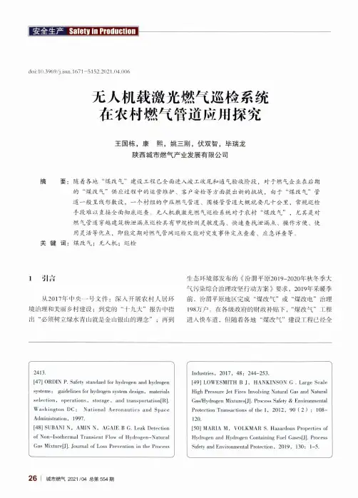 无人机载激光燃气巡检系统在农村燃气管道应用探究