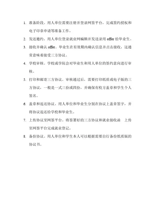 网上签就业协议的流程