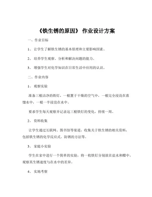 《铁生锈的原因》 作业设计方案