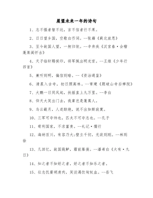 展望未来一年的诗句