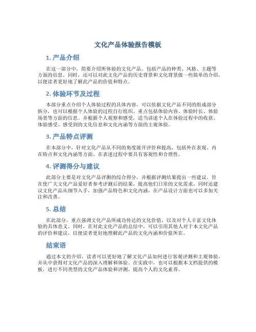 文化产品体验报告模板