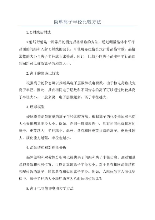 简单离子半径比较方法