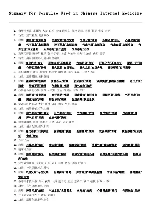 中医内科学方剂汇总