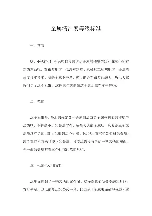 金属清洁度等级标准