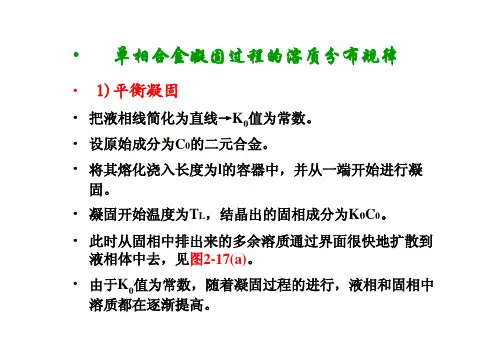 单相合金凝固过程的溶质分布规律