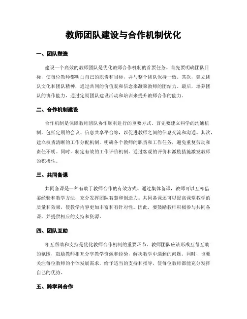 教师团队建设与合作机制优化