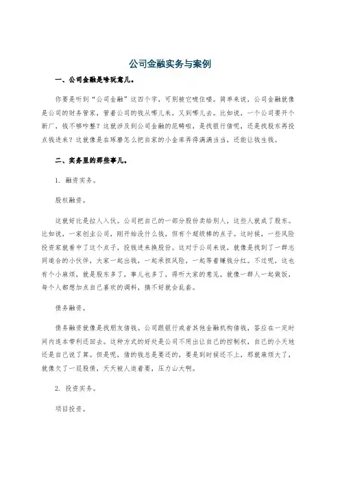公司金融实务与案例