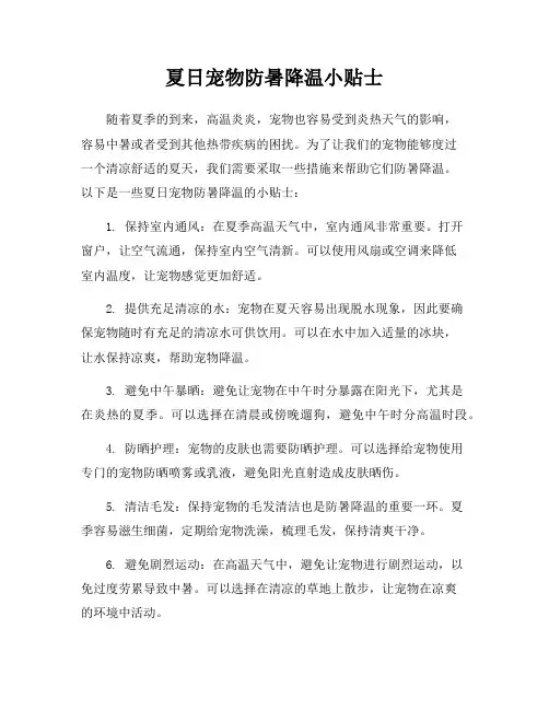 夏日宠物防暑降温小贴士