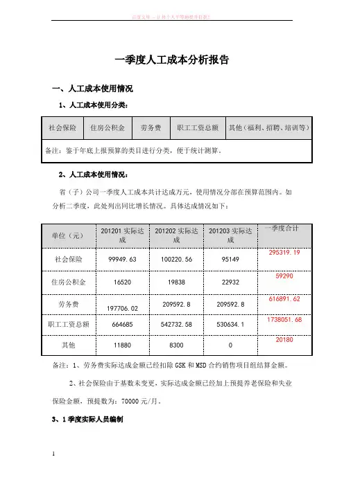 人工成本分析报告