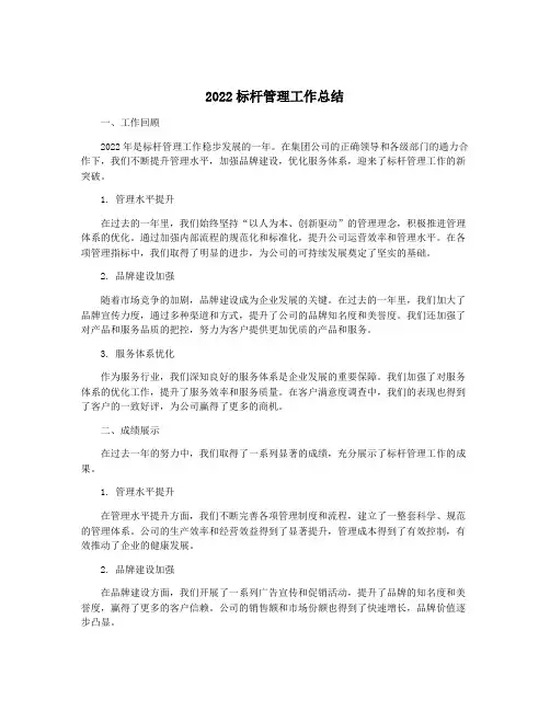 2022标杆管理工作总结