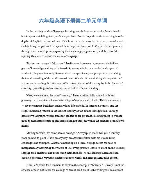 六年级英语下册第二单元单词
