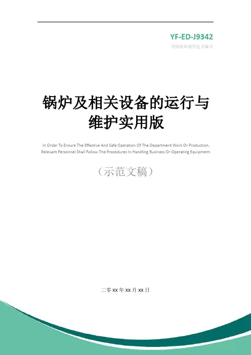锅炉及相关设备的运行与维护实用版