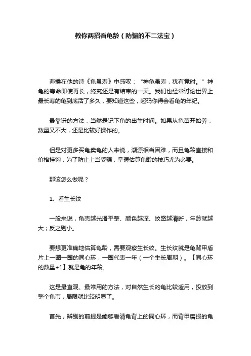 教你两招看龟龄（防骗的不二法宝）