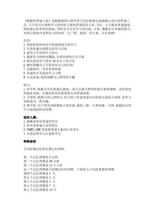 英语背诵超循环使用方法