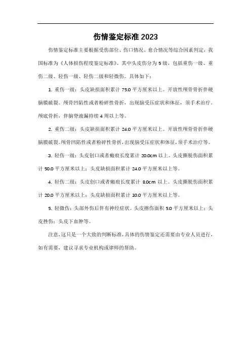 伤情鉴定标准2023