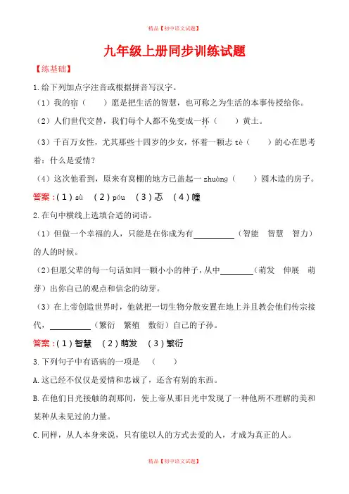【最新精品】2019-2020学年九年级上册同步训练试题 2.8.doc