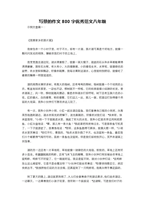 写景的作文800字优秀范文八年级