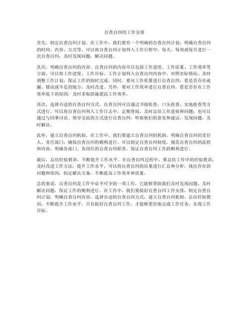 自查自纠的工作安排