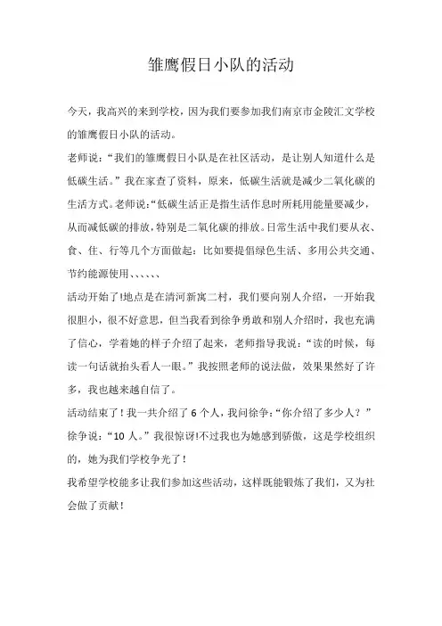 四年级叙事雏鹰假日小队的活动