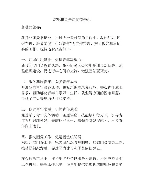 述职报告基层团委书记