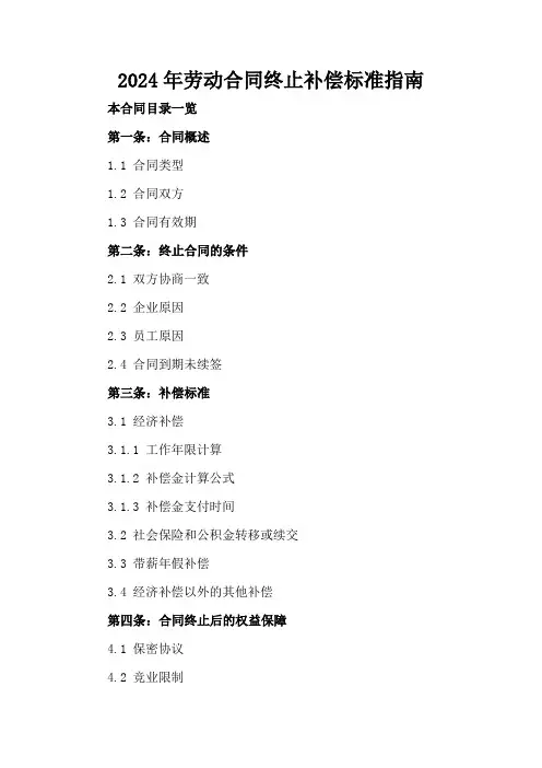 2024年劳动合同终止补偿标准指南