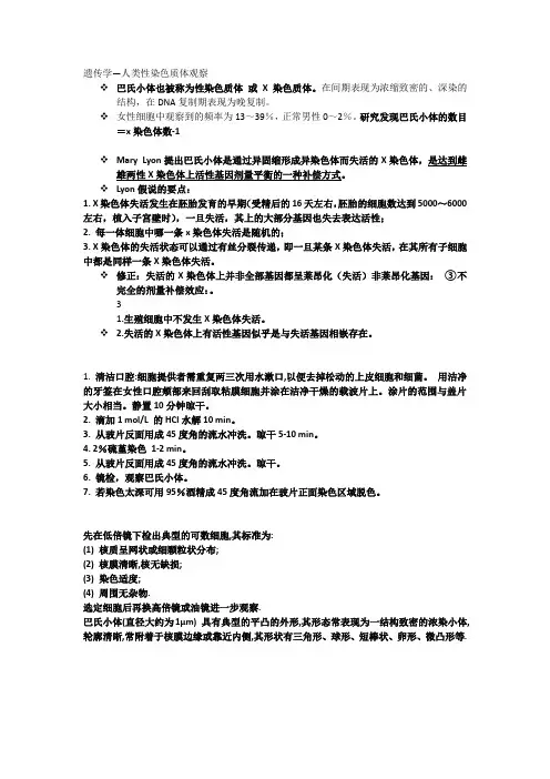 遗传学-巴氏小体观察