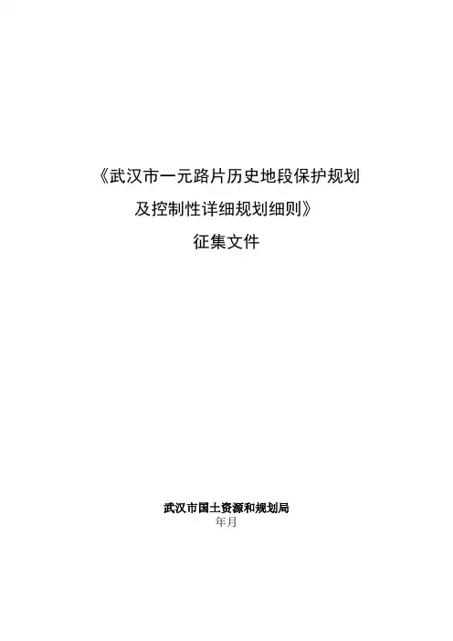 《武汉市一元路片历史地段保护规划