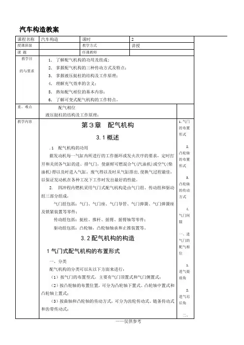《汽车构造》全书教案——第三讲：配气机构