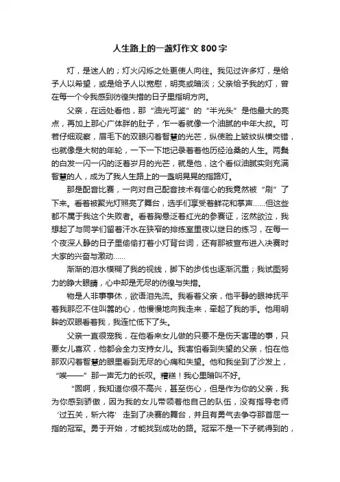 人生路上的一盏灯作文800字