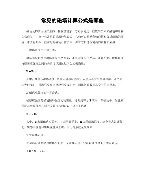 常见的磁场计算公式是哪些